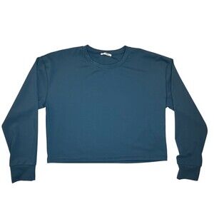 PINSpark Cropped Athletic Top Womens Size M Teal Blue-Green Long Sleeve